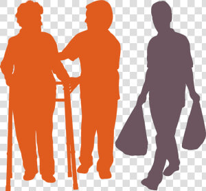 Old Person Carer Silhouette  HD Png Download