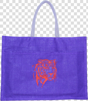 Clemson Purple Jute Tiger Face Tote Bag   Tote Bag  HD Png Download