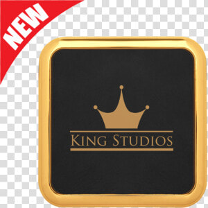 Square Black Leatherette Coaster With Gold Edge   Emblem  HD Png Download