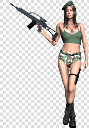 Girl  Soldier  Gun  Knife  3d  Render  Design   Girl Soldier Png  Transparent Png