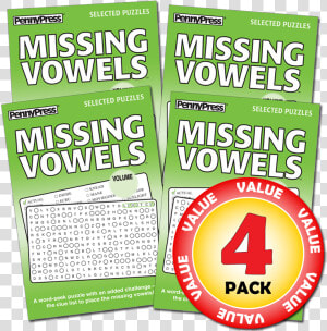 Penny Dell Favorite Missing Vowels Word Seek 4 pack   Carmine  HD Png Download