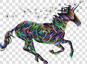 Prismatic Magical Unicorn Silhouette Concentric With   Unicorn Silhouette Transparent Background  HD Png Download