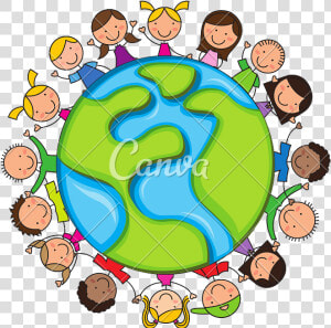 Cartoon Kids Icon   World Surrounded By People  HD Png Download