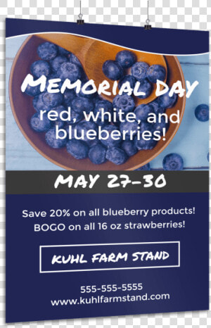 Memorial Day Blueberry Poster Template Preview   Banner  HD Png Download