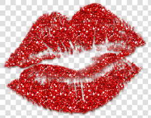 Kisses Clipart Glitter   Red Glitter Lips Clipart  HD Png Download