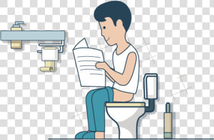 Squat Vector Cartoon   Cartoon Sitting On Toilet  HD Png Download