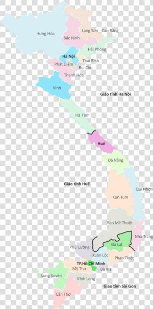 Vietnam Catholic Dioceses Map   Vietnam Outline Map Black  HD Png Download