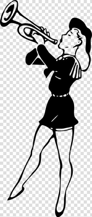 Lady Playing The Trumpet Clip Arts   Female Trumpet Player Cartoon  HD Png Download