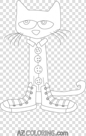 Pete The Cat Black And White   Transparent Cartoons   Domestic Short haired Cat  HD Png Download