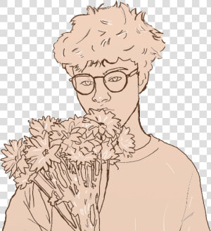 Flowers  Boy  And Art Image   Aesthetic Tumblr Boy Drawing  HD Png Download