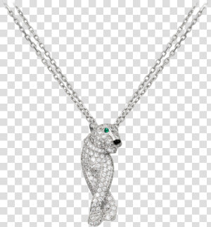 Panthère De Cartier Necklacewhite Gold  Diamonds  Emeralds    Panthere De Cartier Pendant  HD Png Download