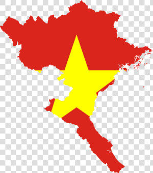 Flag map Of North Vietnam   Vietnam Flag In Map  HD Png Download