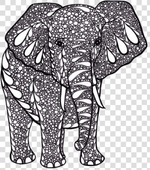 Tangle Drawing Elephant   Black And White Printable Artwork  HD Png Download