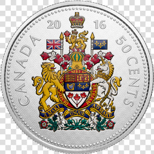 Canadian 50 Cent Coin Coloured  HD Png Download