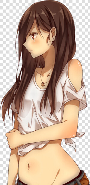  art  animegirl  brunette  anime  cute  brownhair  lovely   Grey Wolf Anime Girl  HD Png Download