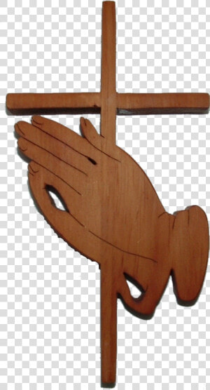  m 083vt Product Design Wood   Brown Cross With Praying Hands  HD Png Download