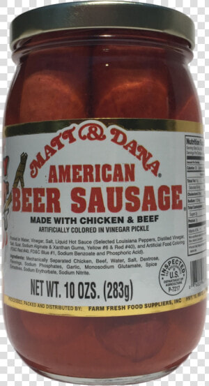 Matt  amp  Dana American Beer Sausage front   Dip  HD Png Download