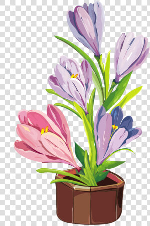 Spring Crocus Pot Png Clipart   Fabric Painting Flower Pot  Transparent Png