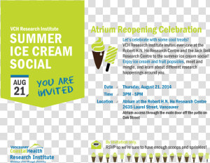 2014 Vchri Icecream Social Invitation   Vancouver Coastal Health  HD Png Download