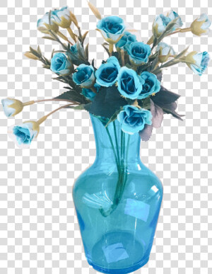  teal  turquoise  blue  glass  vase  flowers  decor   Garden Roses  HD Png Download