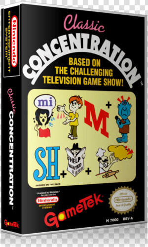 Nes Classic Concentration Retail Game Cover To Fit   Classic Concentration Nintendo  HD Png Download