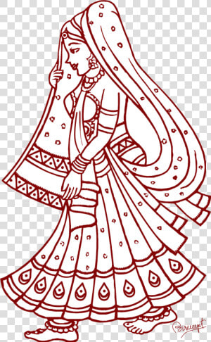 Indian Wedding Free Line Art Clip Transparent Png   Indian Bride Clipart  Png Download