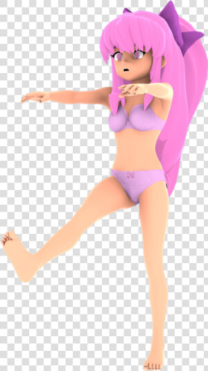 3d Barefoot Bow Bra Empty Eyes Expressionless Female   Cartoon  HD Png Download