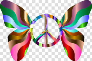 Groovy Peace Sign Butterfly   Way Of Peace Drawing  HD Png Download