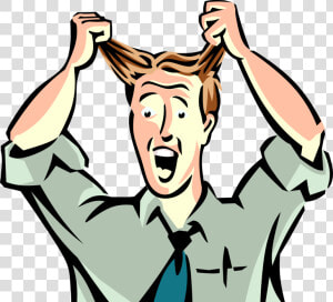 Vector Illustration Of Frustrated Businessman Reacts   Man Pulling His Hair Out Transparent  HD Png Download