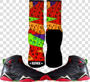 Jordan Marvin The Martian 7s Custom Socks   Air Jordan 7 Marvin The Martians Gs  HD Png Download