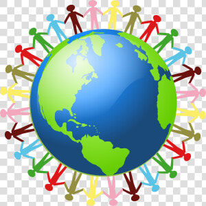 People Drawn In Different Colors Holding Hands Around   Earth Clip Art  HD Png Download