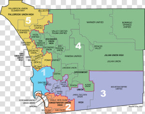 District Map Outlining Areas For Each Trustee   San Diego County Map  HD Png Download