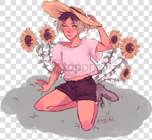 Free Png Sunflower Png Tumblr Png Image With Transparent   Aesthetic Sunflower Girl Drawing  Png Download