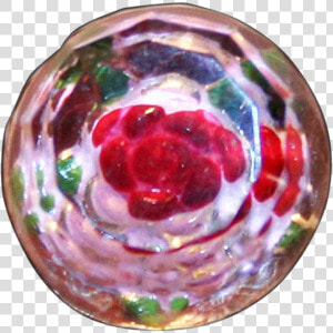 Diminutive Faceted Glass Ball Button With Rose Inside  HD Png Download