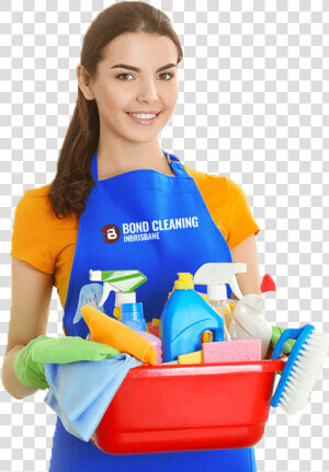 Smiling Woman Holding Bucket Full Of Cleaning Supplies   Home Cleaning Offers  HD Png Download