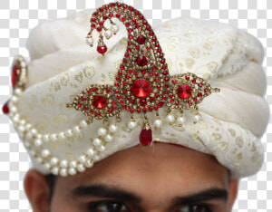 Large 2 Piece Ruby And Pearl Turban Broach Kalgi  HD Png Download