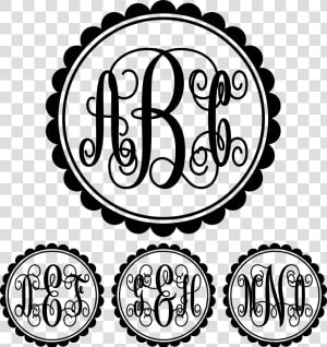 Monogram Script Scalloped Circle  HD Png Download