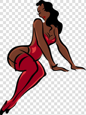 Undergarment Lingerie Clothing Computer Icons Woman   Black Woman In Red Underwear  HD Png Download