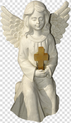 Figure  Angel  Cross  Kneeling  Cherub  Ceramic   Angel The Cross  HD Png Download