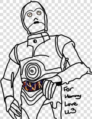 Head Clipart C3po   C3po Line Art  HD Png Download