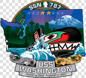 The Ship S Crest Of The Virginia class Attack Submarine   Uss Washington Ssn 787  HD Png Download