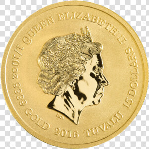 Back Of 2016 1 10 Oz   Queen Elizabeth Tuvalu Gold Coin  HD Png Download