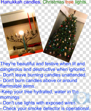 Hanukkah Candles  Christmas Tree Lights Festive Dangers   Christmas Tree  HD Png Download