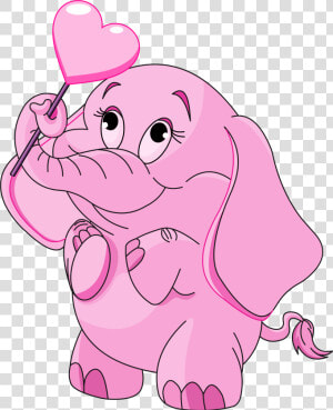 Pink Love Elephant Png Clipart   Pink Elephant Cartoon Png  Transparent Png