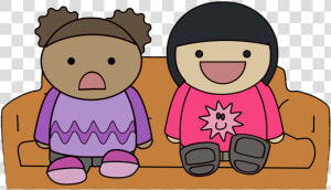 Free Two Kids Watching Tv Clip Art   Girl Watching Tv Clipart Png  Transparent Png