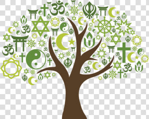 Tree With Interfaith Symbols   Interfaith Tree  HD Png Download