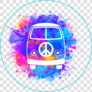 Peace And Love Watercolor Hippie Van Splatter Sticker   Creative Raksha Bandhan Invitation  HD Png Download