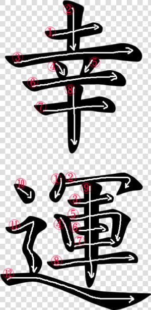 Transparent Japanese Kanji Png   Kanji For Happiness Stroke Order  Png Download