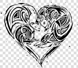 Tribal Rodent Couple Curled In Heart Tattoo Design   Valkyrie Wing Tattoo Back  HD Png Download