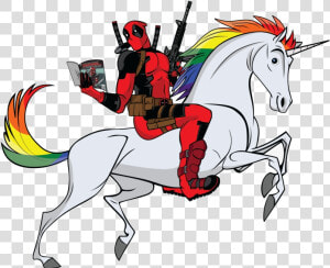 Deadpool Clipart Sticker Cutting Riding Unicorn Transparent   Deadpool Riding A Unicorn Clipart  HD Png Download